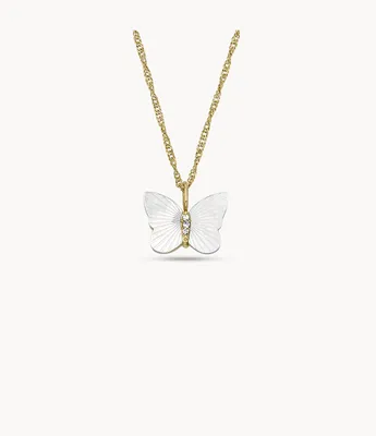 Sutton Radiant Wings White Mother-of-Pearl Butterfly Chain Necklace