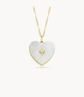 Sutton Locket Collection White Mother-of-Pearl Chain Heart Necklace