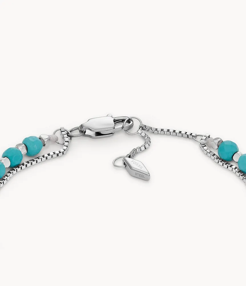 All Stacked Up Reconstituted Turquoise Chain Beaded Bracelet