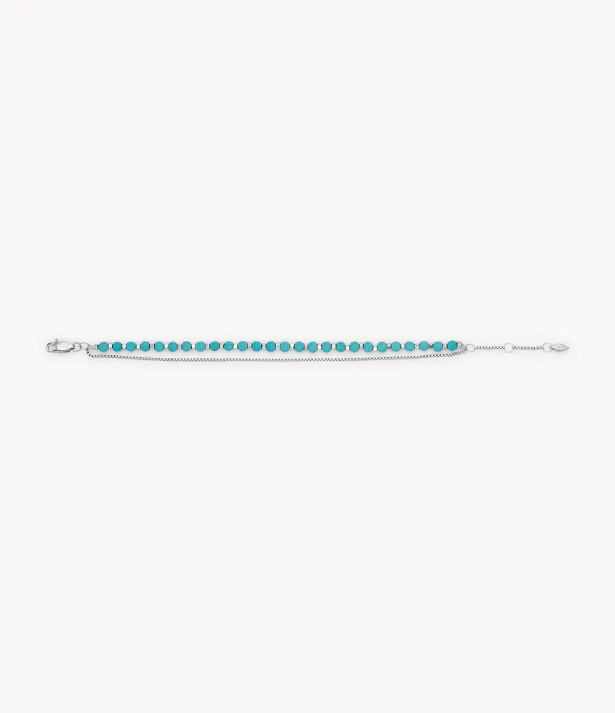 All Stacked Up Reconstituted Turquoise Chain Beaded Bracelet