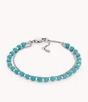 All Stacked Up Reconstituted Turquoise Chain Beaded Bracelet