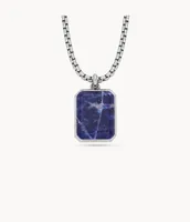 All Stacked Up Blue Sodalite Chain Necklace