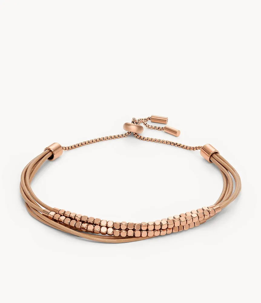 All Stacked Up Brown Leather Chain Bracelet