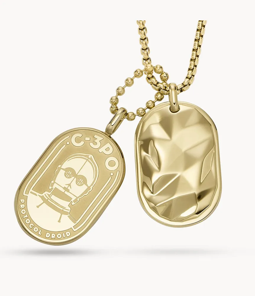 Star Wars™ C-3PO™ Gold-Tone Stainless Steel Dog Tag Necklace