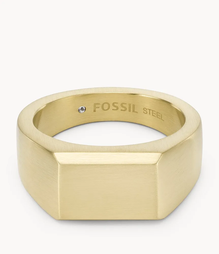 All Stacked Up Gold-Tone Stainless Steel Signet Ring