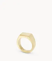 All Stacked Up Gold-Tone Stainless Steel Signet Ring