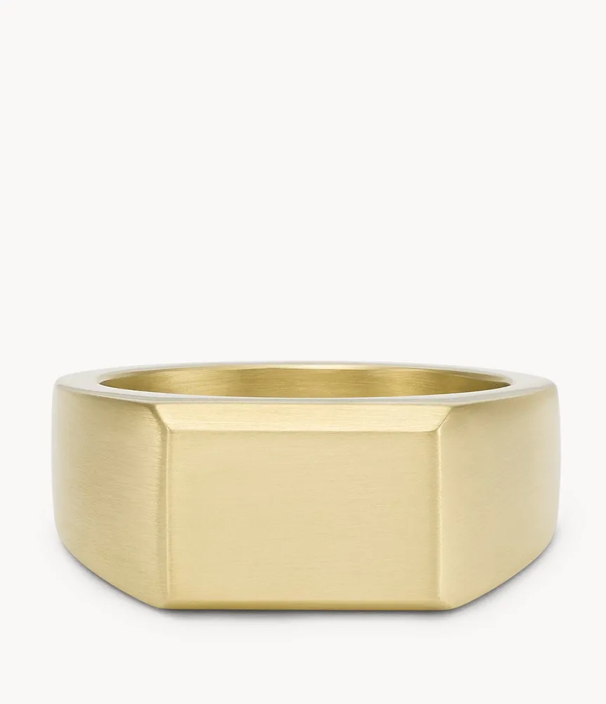 All Stacked Up Gold-Tone Stainless Steel Signet Ring