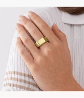 All Stacked Up Gold-Tone Stainless Steel Signet Ring