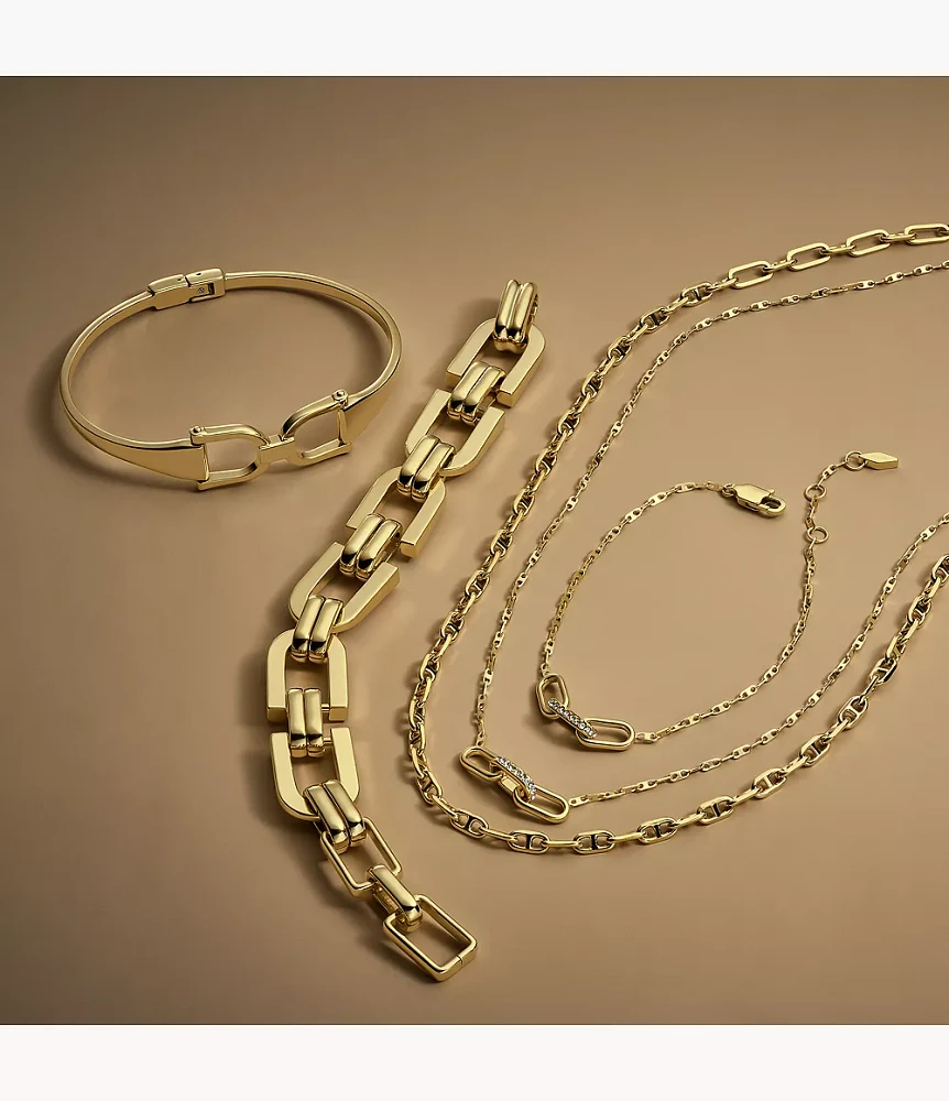 Heritage D-Link Gold-Tone Stainless Steel Bangle Bracelet
