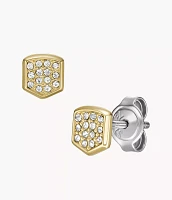 Heritage Crest Gold-Tone Stainless Steel Stud Earrings