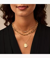 Harlow Linear Texture Gold-Tone Stainless Steel Chain Necklace