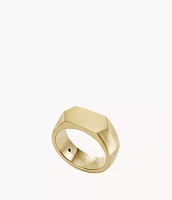 All Stacked Up Gold-Tone Stainless Steel Signet Ring