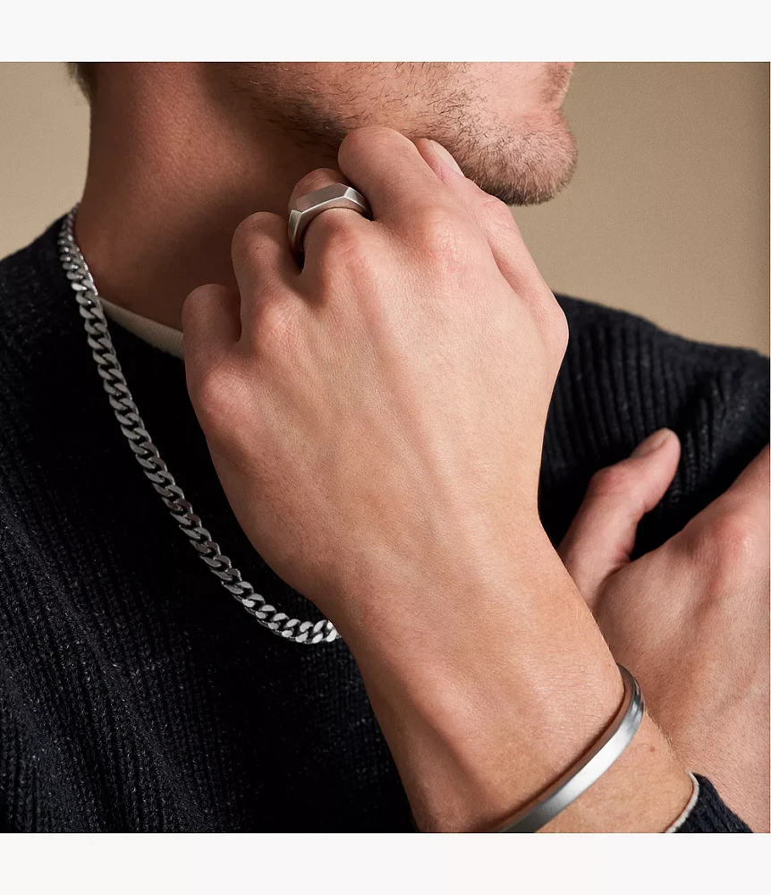 All Stacked Up Stainless Steel Signet Ring