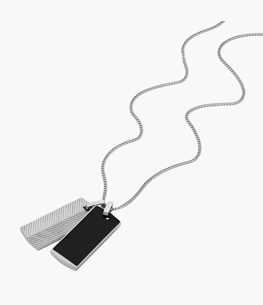 Harlow Linear Texture Black Onyx Chain Necklace