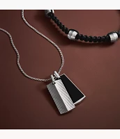 Harlow Linear Texture Black Onyx Chain Necklace