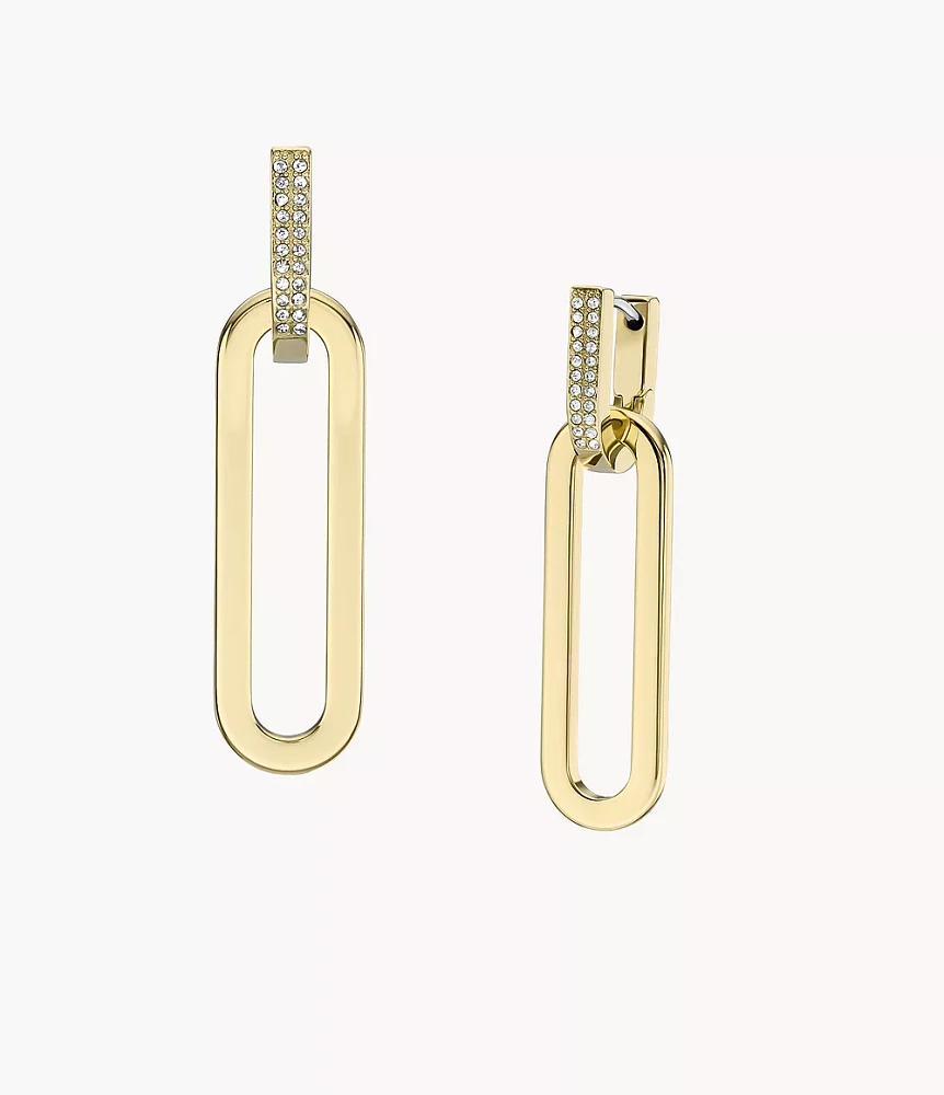 Heritage D-Link Glitz Gold-Tone Stainless Steel Drop Earrings