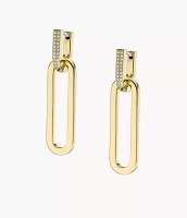 Heritage D-Link Glitz Gold-Tone Stainless Steel Drop Earrings