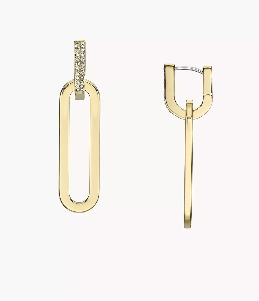 Heritage D-Link Glitz Gold-Tone Stainless Steel Drop Earrings