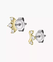 All Stacked Up Gold-Tone Stainless Steel Stud Earrings