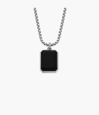 All Stacked Up Black Agate Pendant Necklace