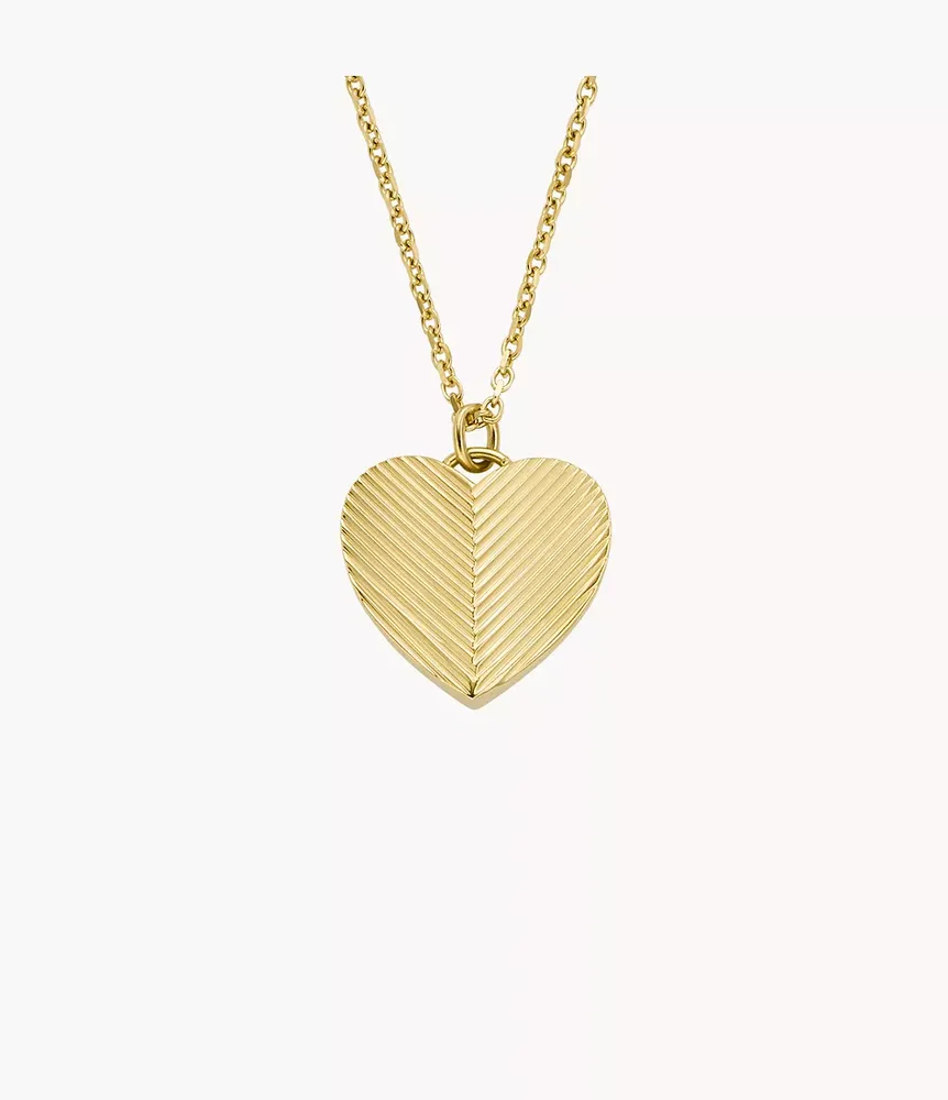 Harlow Linear Texture Heart Gold-Tone Stainless Steel Pendant Necklace