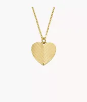 Harlow Linear Texture Heart Gold-Tone Stainless Steel Pendant Necklace