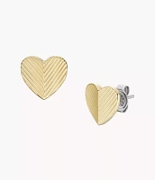 Harlow Linear Texture Heart Gold-Tone Stainless Steel Stud Earrings