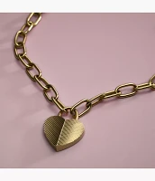 Harlow Linear Texture Heart Gold-Tone Stainless Steel Pendant Necklace