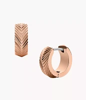 Harlow Linear Texture Rose Gold-Tone Stainless Steel Hoop Earrings