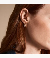 Harlow Linear Texture Rose Gold-Tone Stainless Steel Hoop Earrings