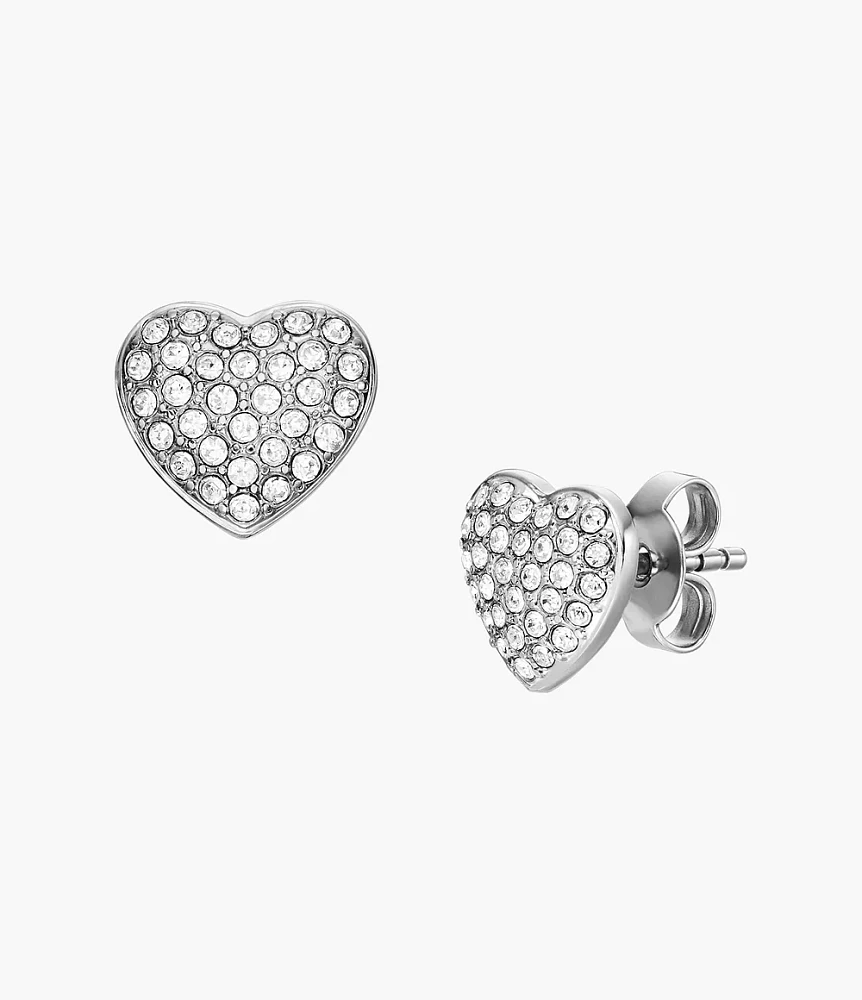 Sadie Glitz Heart Stainless Steel Stud Earrings