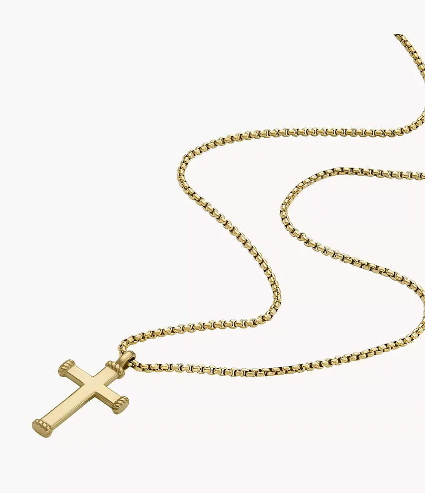 All Stacked Up Gold-Tone Stainless Steel Pendant Necklace