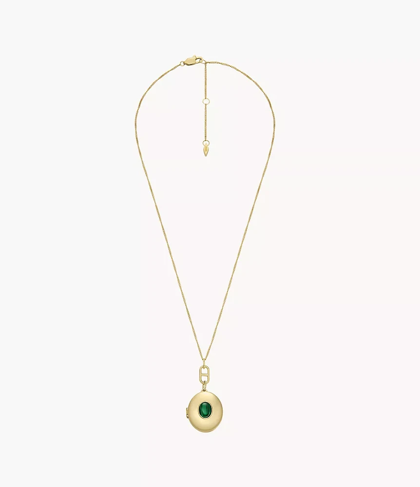 Heritage Locket Collection Green Malachite Pendant Necklace