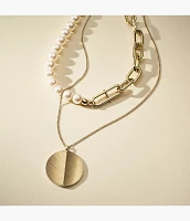 Heritage Pearl D-Link Gold-Tone Stainless Steel Chain Necklace