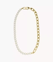 Heritage Pearl D-Link Gold-Tone Stainless Steel Chain Necklace