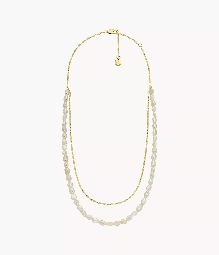 Heritage Pearl D-Link White Freshwater Pearl Faux Double Necklace