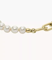 Heritage Pearl D-Link Gold-Tone Stainless Steel Chain Bracelet