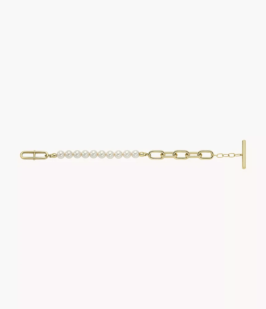 Heritage Pearl D-Link Gold-Tone Stainless Steel Chain Bracelet