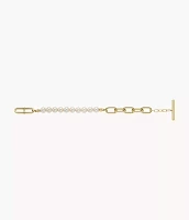 Heritage Pearl D-Link Gold-Tone Stainless Steel Chain Bracelet