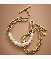 Heritage Pearl D-Link Gold-Tone Stainless Steel Chain Bracelet