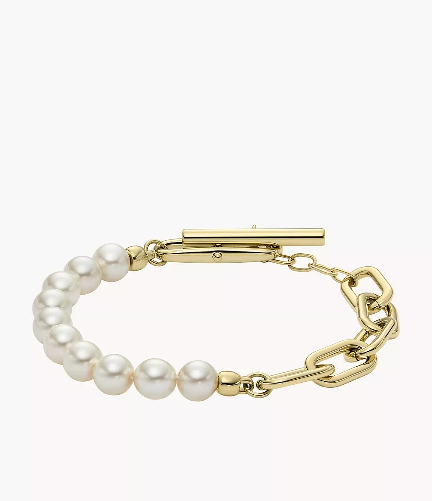 Heritage Pearl D-Link Gold-Tone Stainless Steel Chain Bracelet