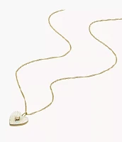 Sutton Radiant Love Gold-Tone Mother-of-Pearl Stainless Steel Heart Pendant Necklace