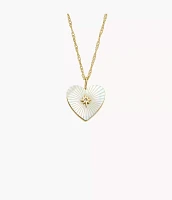 Sutton Radiant Love Gold-Tone Mother-of-Pearl Stainless Steel Heart Pendant Necklace