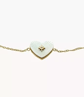 Sutton Radiant Love Gold-Tone Mother-of-Pearl Stainless Steel Heart Station Bracelet