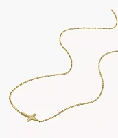 Harlow All Stacked Up Gold-Tone Stainless Steel Station Cross Necklace