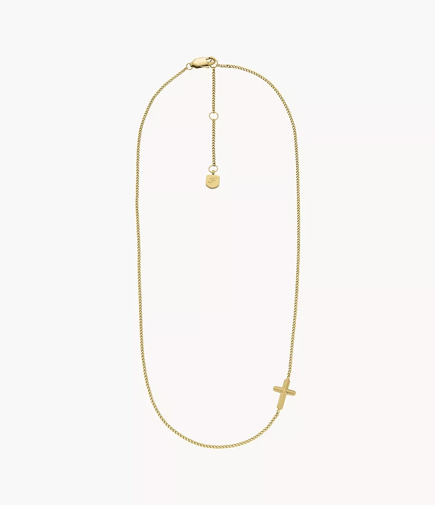 Harlow All Stacked Up Gold-Tone Stainless Steel Station Cross Necklace