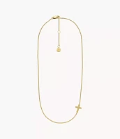 Harlow All Stacked Up Gold-Tone Stainless Steel Station Cross Necklace