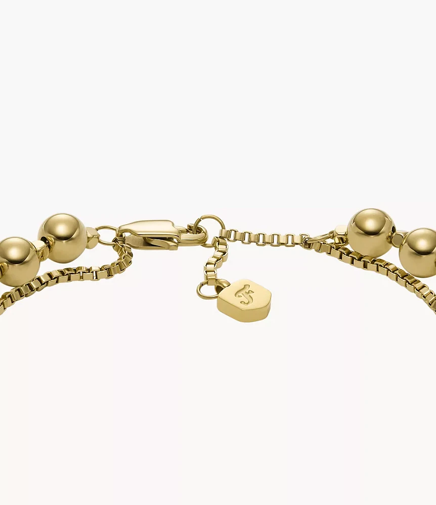 All Stacked Up Gold-Tone Stainless Steel Beaded Bracelet