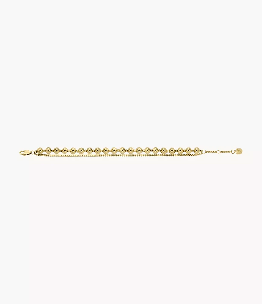 All Stacked Up Gold-Tone Stainless Steel Beaded Bracelet