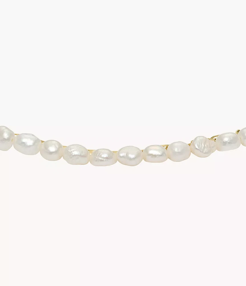 Summer Pearls Gold-Tone Stainless Steel Freshwater Pearl Anklet